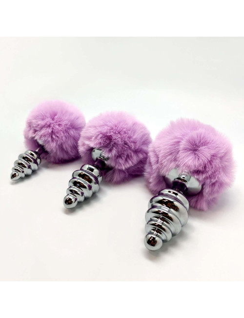 Metal Anal Fluffy Twist Plug S pink