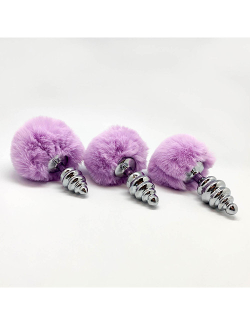 Metal Anal Fluffy Twist Plug S pink
