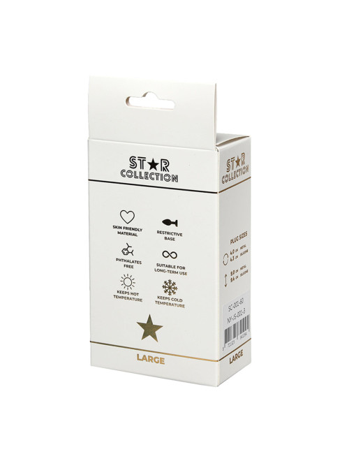 Star Collection Srebrny Korek Analny L z Jasnoróżowym Kamieniem