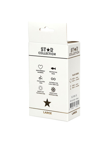 Star Collection - Black Silicone Anal Plug L - Clear Stone
