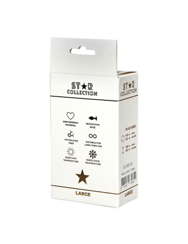 Star Collection - Black Silicone Anal Plug L - Pink Stone