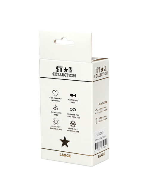 Star Collection Czarny Silikonowy Korek Analny L z Jasnoniebieskim Kamieniem