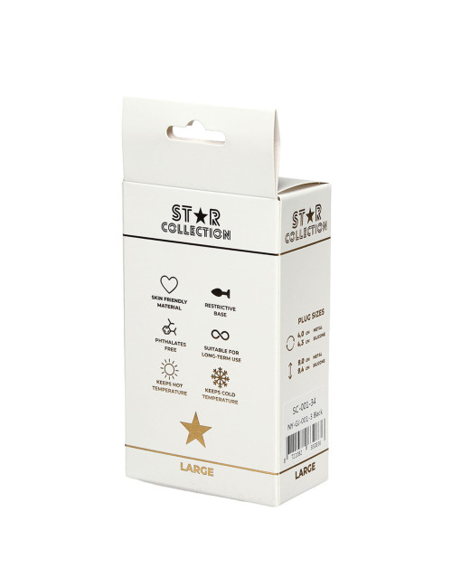 Star Collection Czarny Silikonowy Korek Analny L z Fioletowym Kamieniem