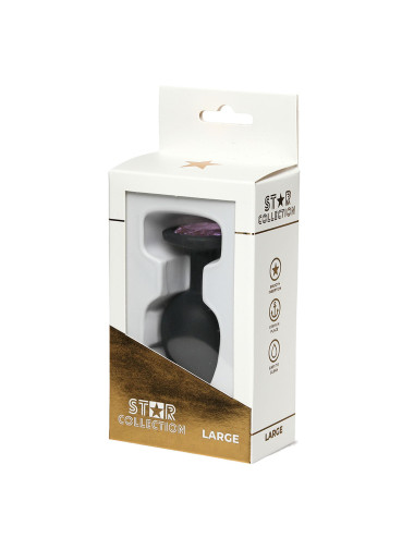 Star Collection Black Silicone Anal Plug L - Biżuteria analna, Zabawki analne, 4 cm, 10 cm długość