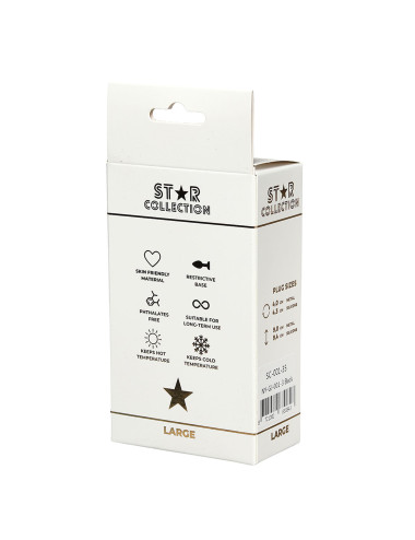 Star Collection - Black Silicone Anal Plug L - Light Pink Stone