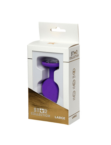Star Collection - Purple Silicone Anal Plug L - Clear Stone
