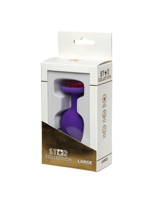 Star Collection - Purple Silicone Anal Plug L - Pink Stone