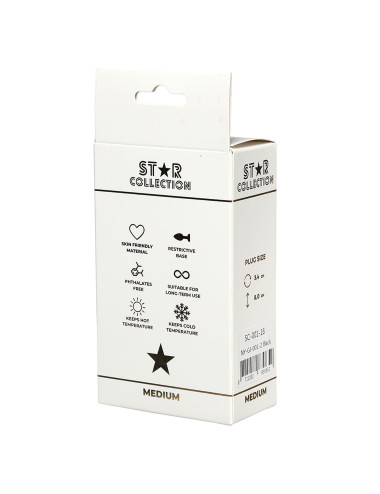 Star Collection - Black Silicone Anal Plug M - Clear Stone
