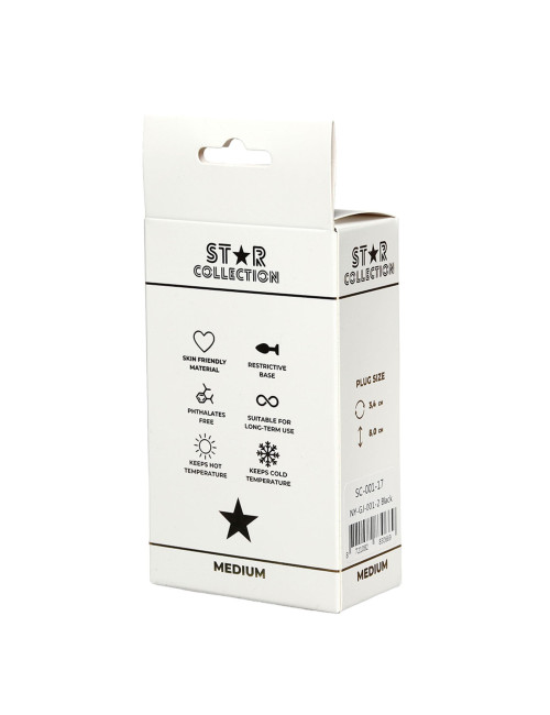 Star Collection Czarny Korek Analny M z Różowym Kamieniem