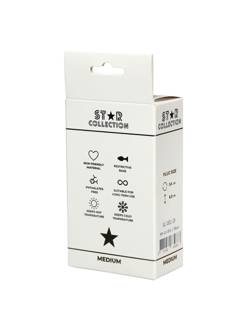 Star Collection Czarny Korek Analny M z Fioletowym Kamieniem