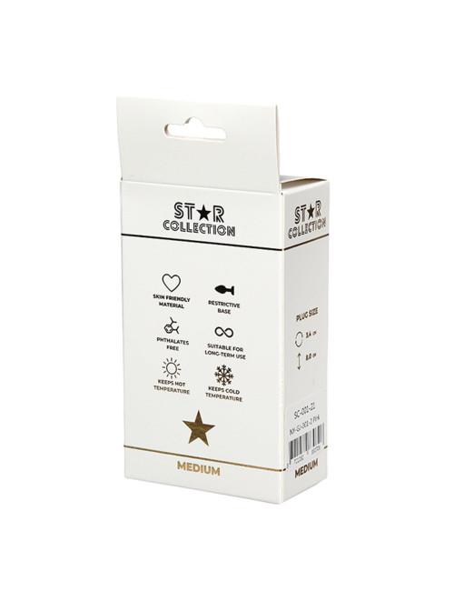 Star Collection - Pink Silicone Anal Plug M - Clear Stone