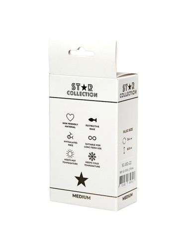 Star Collection - Pink Silicone Anal Plug M - Pink Stone