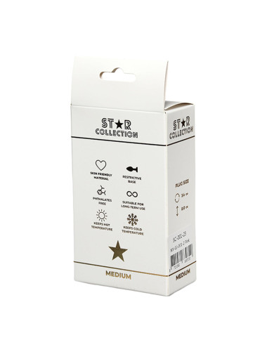 Star Collection - Pink Silicone Anal Plug M - Light Blue Stone