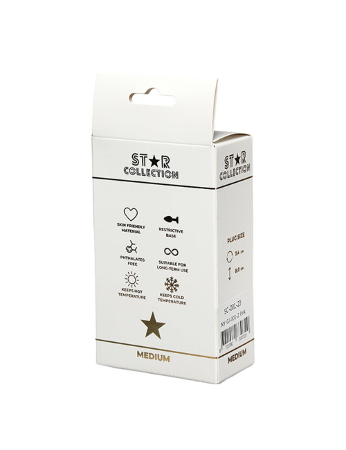 Star Collection Różowy Korek Analny M z Jasnoniebieskim Kamieniem