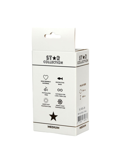 Star Collection Różowy Korek Analny M z Fioletowym Kamieniem