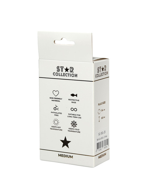 Star Collection Różowy Korek Analny M z Jasnoróżowym Kamieniem