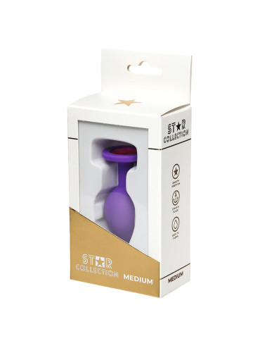 Star Collection Purple Silicone Korek analny M z Różowym Kamieniem – Biżuteria analna, Zabawki analne