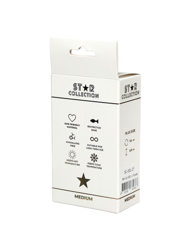 Star Collection - Purple Silicone Anal Plug M - Pink Stone