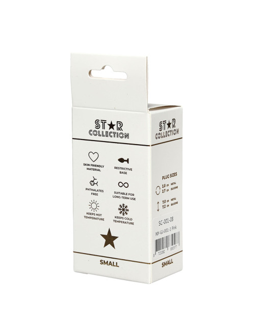 Star Collection Różowy Silikonowy Korek Analny S z Jasnoniebieskim Kryształem
