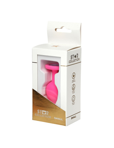 Star Collection Pink Silicone Anal Plug S - Purple Stone | Zabawki analne, Biżuteria analna