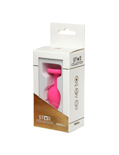 Star Collection Pink Silicone Anal Plug S - Purple Stone | Zabawki analne, Biżuteria analna