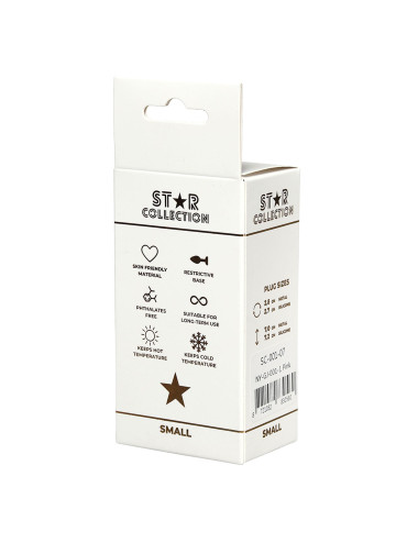 Star Collection - Pink Silicone Anal Plug S - Light Pink Stone
