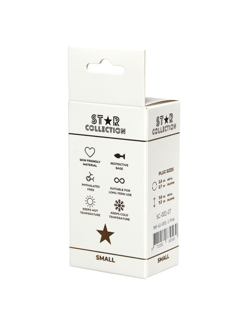 Star Collection Różowy Silikonowy Korek Analny S z Fioletowym Kryształem