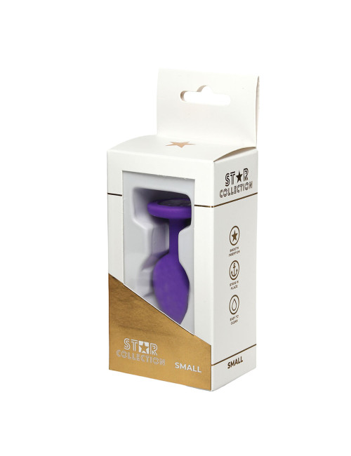 Star Collection Purple Silicone Anal Plug S z kryształem - biżuteria analna, zabawki analne