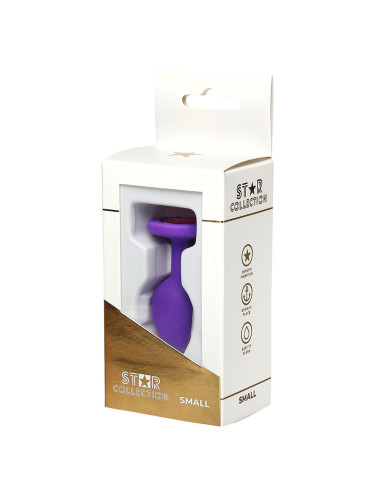 Star Collection Purple Silicone Anal Plug S Pink Stone - Zabawki analne, biżuteria analna