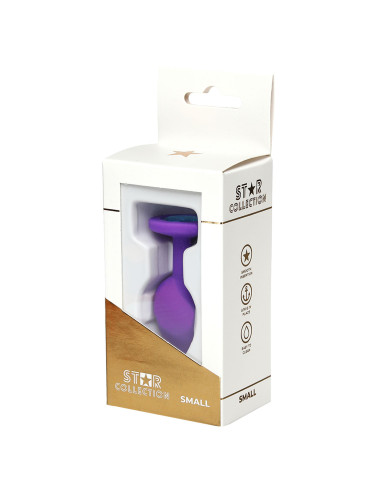Star Collection Purple Silicone Anal Plug S - Jasnoniebieski Kryształ - Biżuteria Analna, Zabawki Analne