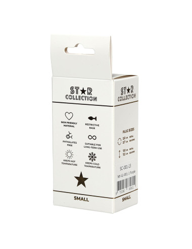 Star Collection - Purple Silicone Anal Plug S - Light Blue Stone