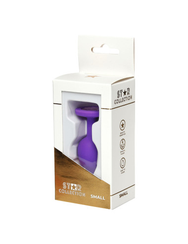 Star Collection - Purple Silicone Anal Plug S - Light Pink Stone