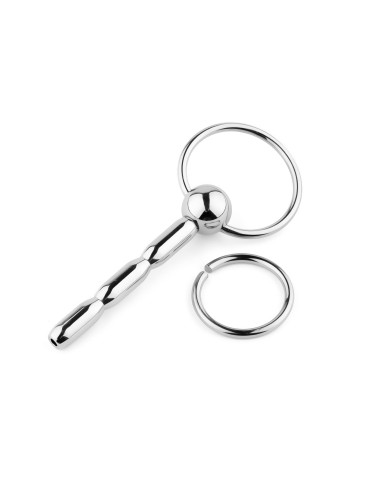 Penis Plug No. 03 – Metalowy plug do cewki z pierścieniem – Pas Cnoty, Zabawki BDSM, Stal nierdzewna
