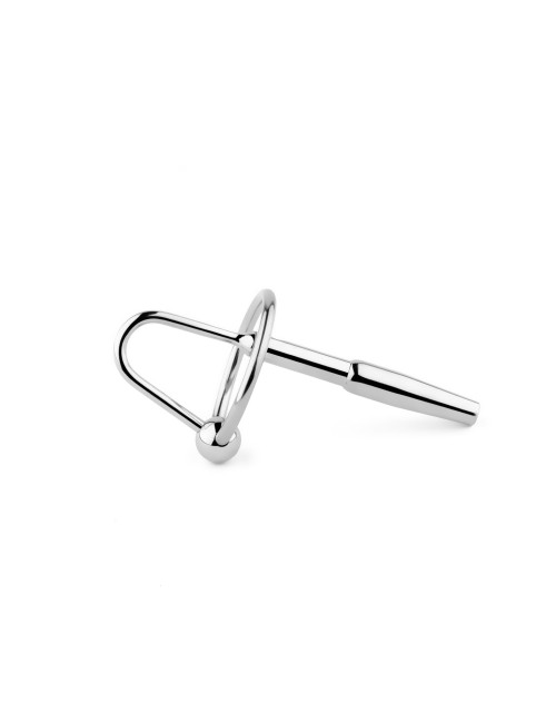 Penis Plug Metalowy No.04 - Pas Cnoty, Stal Nierdzewna, Uchwyt Pierścieniowy, 8 cm