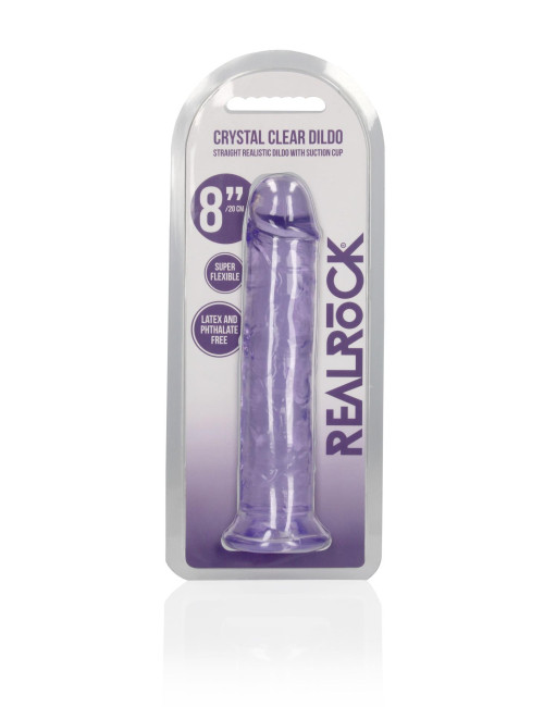 Dildo Żelowy Transparentny z Przyssawką 8''/20 cm - Bez ftalanów