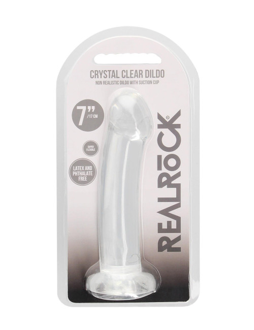 RealRock Klasyczne Dildo Gładkie z Przyssawką 17 cm - Transparentne