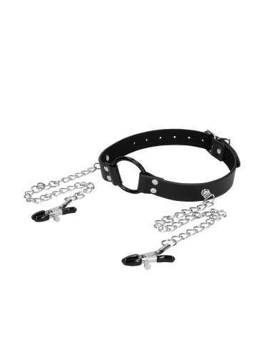 O-Ring Gag with Nipple Clamps