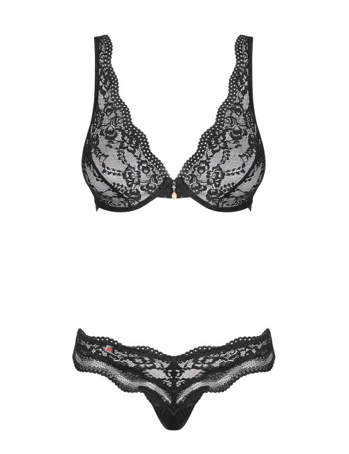 Dwuczęściowy komplet bielizny Obsessive Luvae Czarny S/M