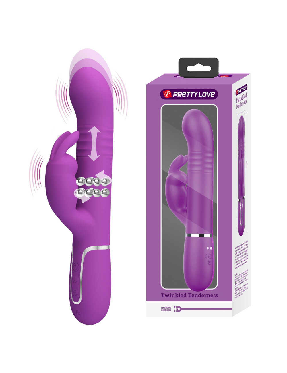 PRETTY LOVE - Coale Purple, 7 vibration functions 4 rotation functions 4 thrusting settings