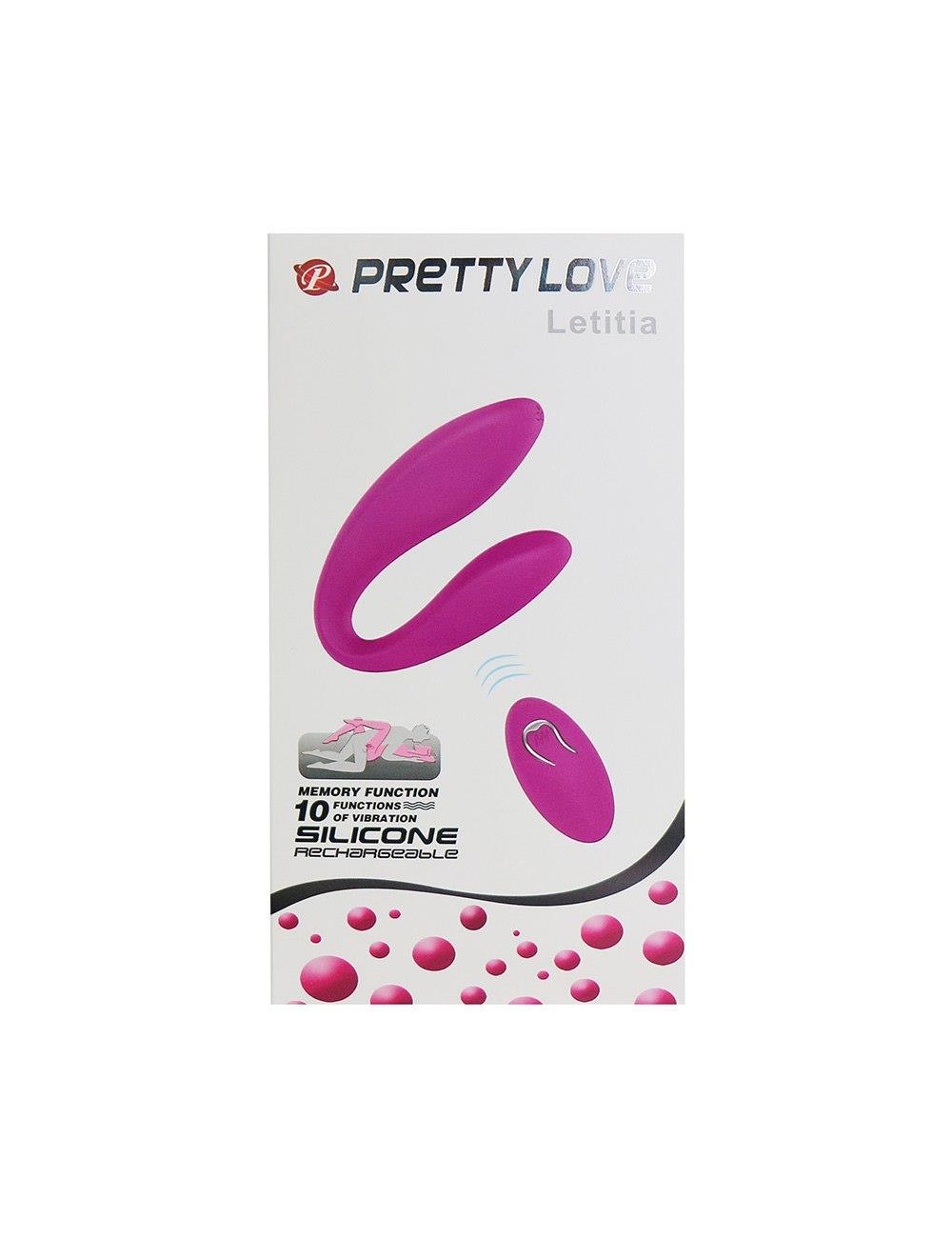 PRETTY LOVE LETITIA USB – Wibrator silikonowy, 10 funkcji, pilot, wodoodporny, stymulator
