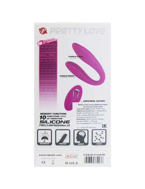 PRETTY LOVE LETITIA USB – Wibrator silikonowy, 10 funkcji, pilot, wodoodporny, stymulator