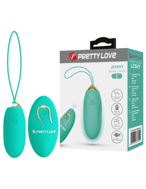 PRETTY LOVE - JENNY Dream chaser 1, Green, Wireless remote control 12 vibration functions