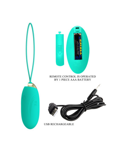 PRETTY LOVE - JENNY Dream chaser 1, Green, Wireless remote control 12 vibration functions