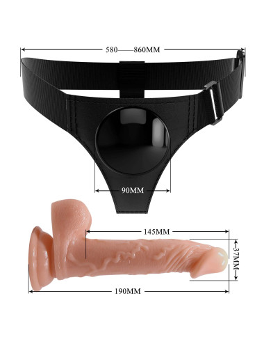 PRETTY LOVE - HARNESS BRIEFS- Kevin, Universal Strap-On, 7.2'' Dildo