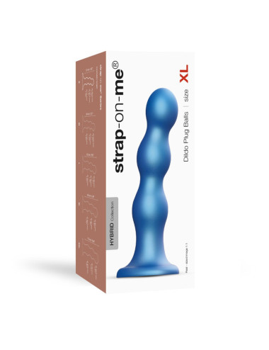 DILDO PLUG BALLS METALLIC BLUE - XL