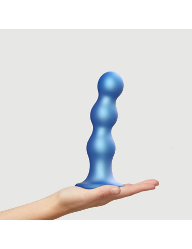 DILDO PLUG BALLS METALLIC BLUE - XL