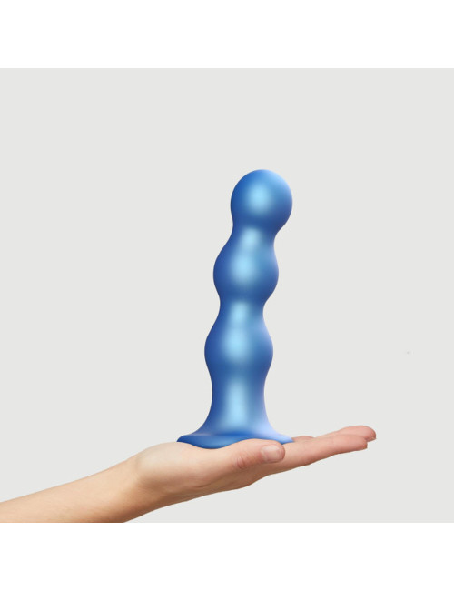 Strap-on-me Metaliczny Niebieski Dildo Plug z Kulkami XL