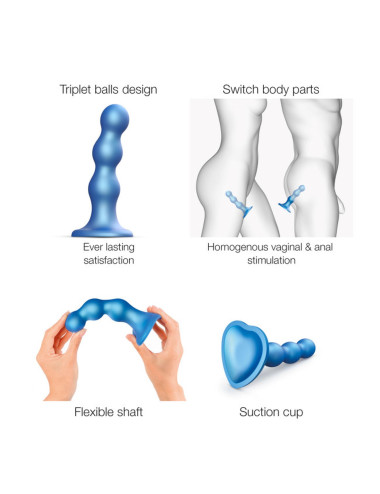 DILDO PLUG BALLS METALLIC BLUE - XL