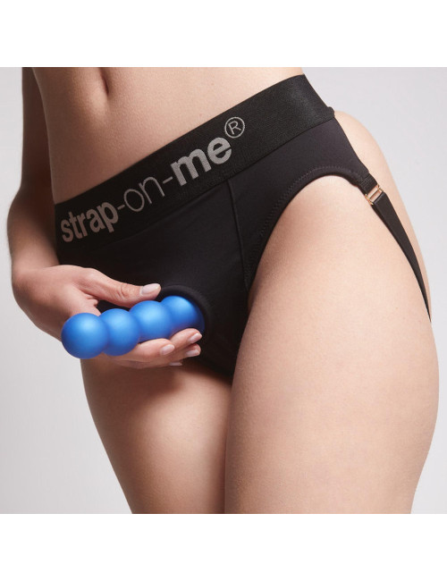 Strap-on-me Metaliczny Niebieski Dildo Plug z Kulkami XL