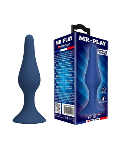 MR. Play Slim Analny Plug L - silikonowy plug analny, bezpieczny dla ciala, 12,4 cm
